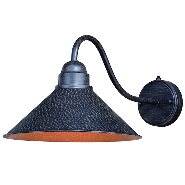 Vaxcel Outland 1 Light Dusk to Dawn Black Gold Farmhouse Barn Dome Outdoor Wall Lantern T0351 - main